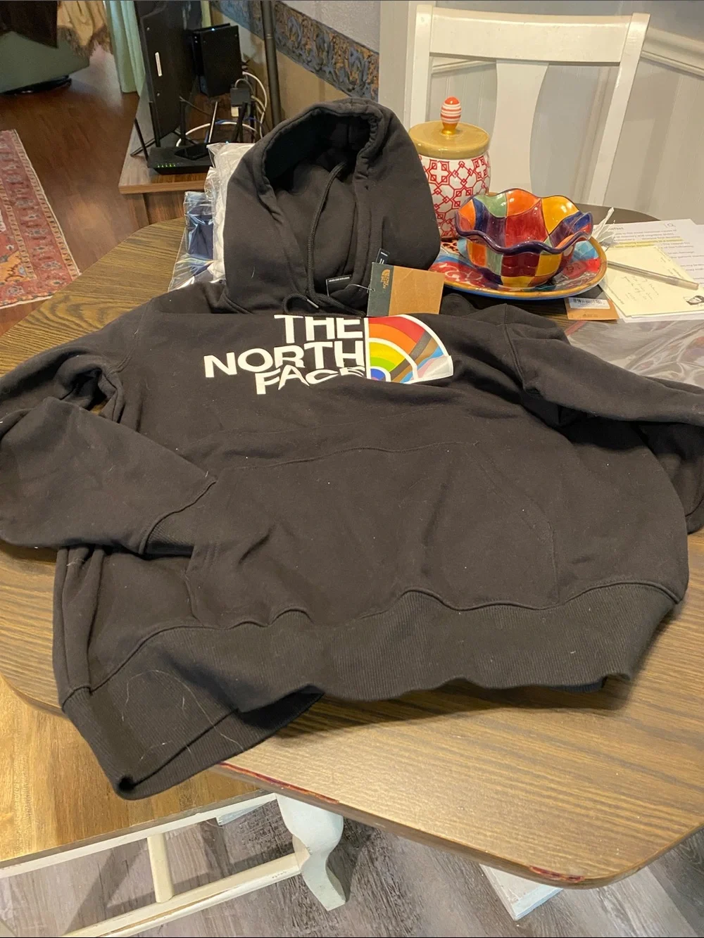 The North Face Black Pride Hoodie with Rainbow Logo Patch